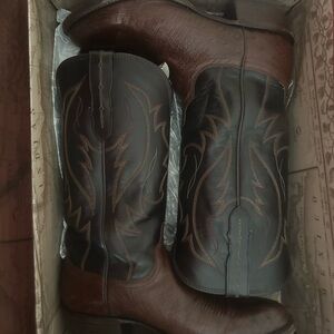 Lucchese Dark Brown Leather Cowboy Boots